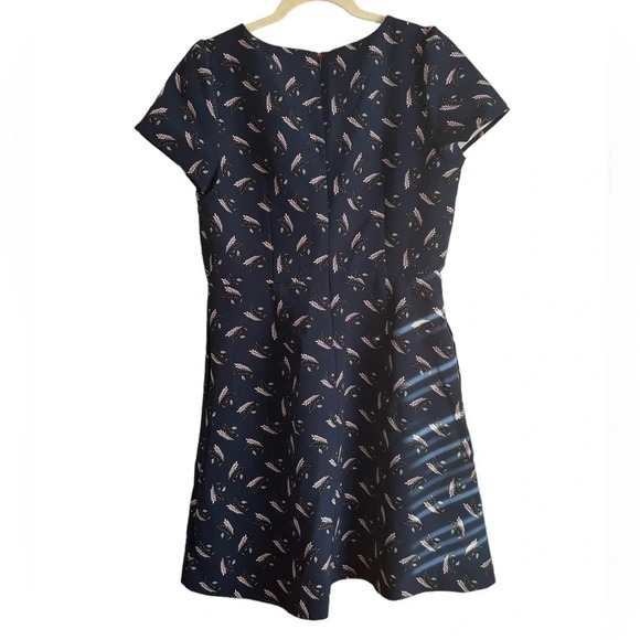 LOFT FEATHER PRINT FIT & FLARE DRESS - Picture 2 of 4